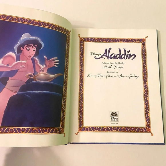 Vintage 1992 Disneys Aladdin  by A L Singer Hardcover Book DJ - Picture 13 of 16